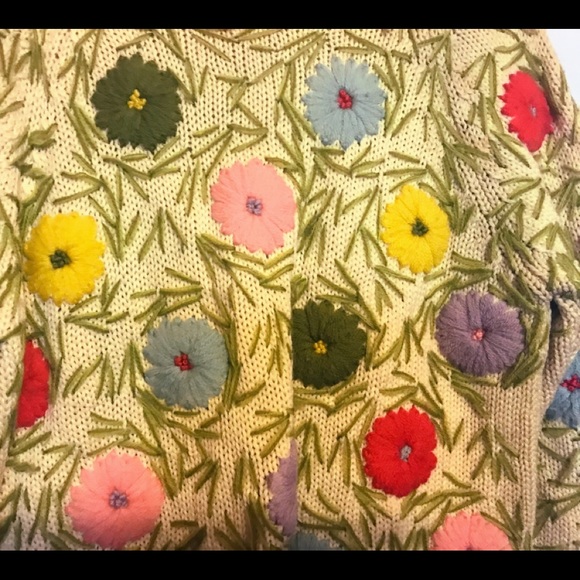Vintage handcrafted embroidery embellished cardigan! 100% Wool - Picture 4 of 5